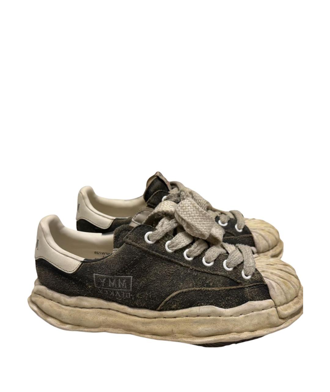 MAISON MIHARA YASUHIRO Антрацитовые замшевые низкие кроссовки / кеды, фото 1