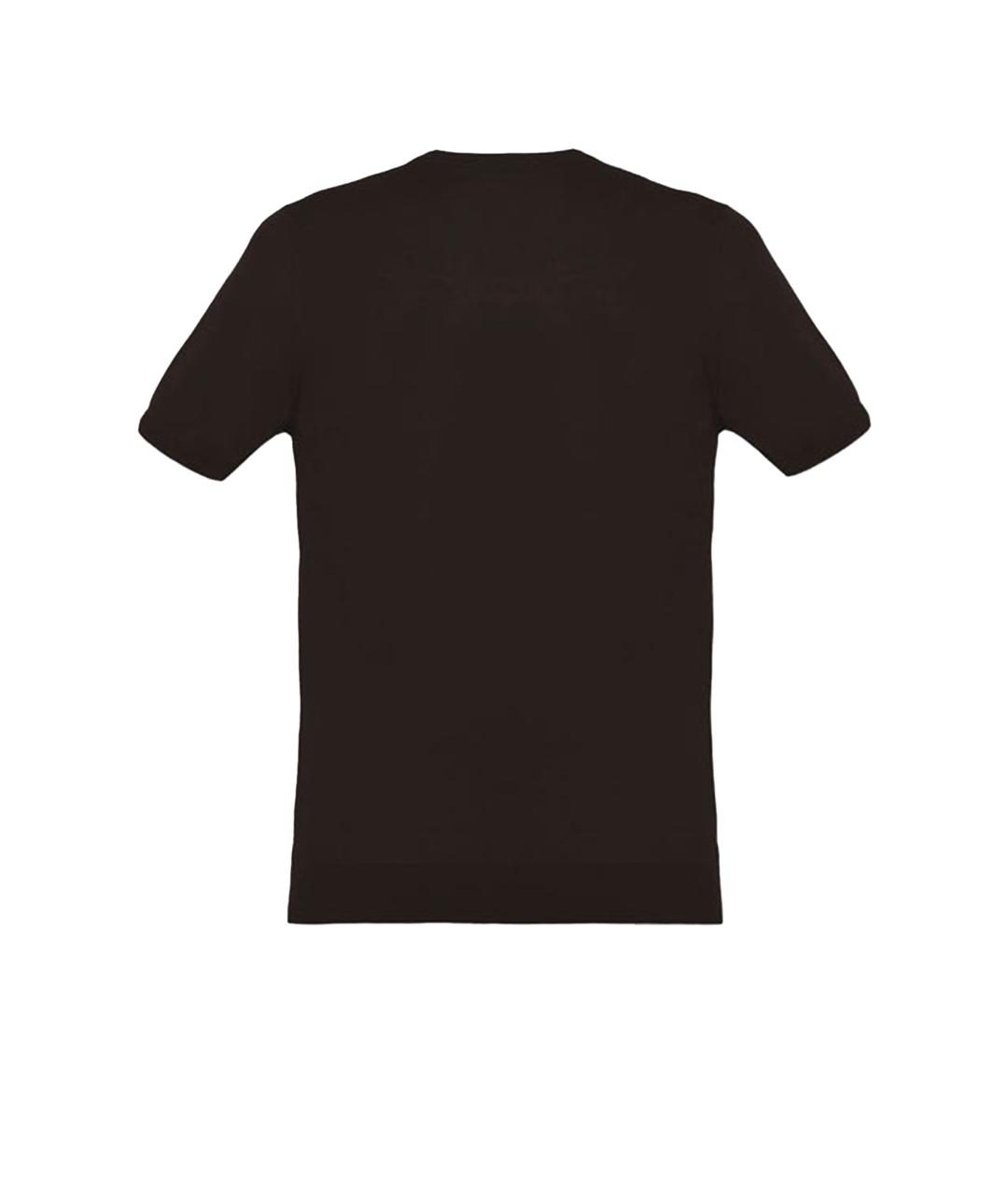 MALO Коричневая хлопковая футболка, фото 2