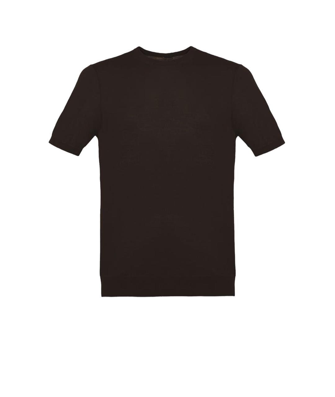 MALO Коричневая хлопковая футболка, фото 3