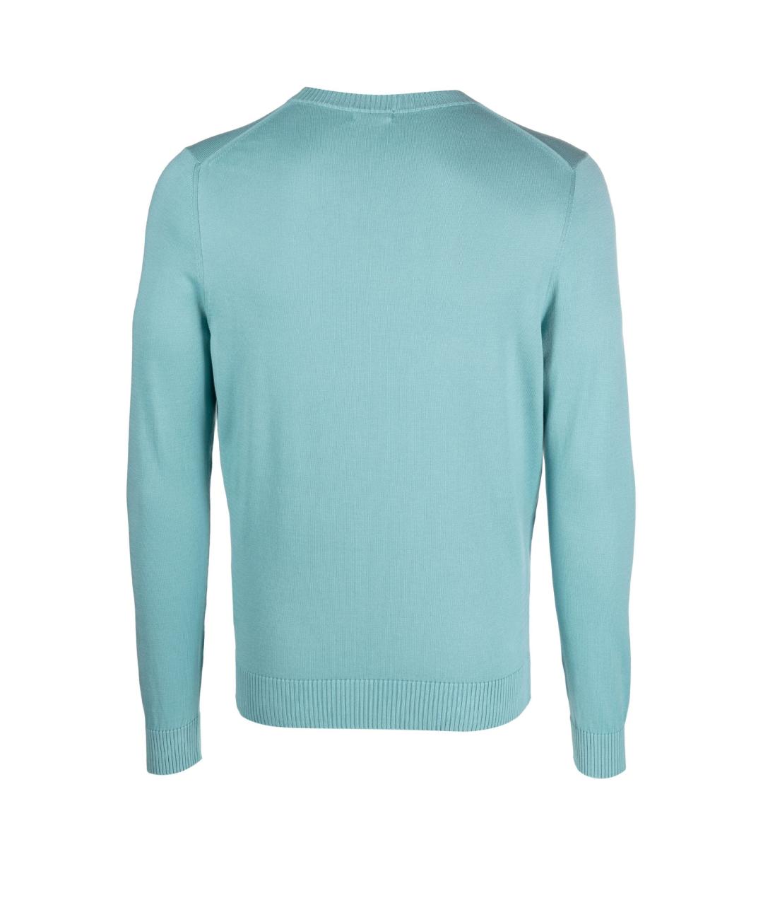 MALO Голубой хлопковый джемпер / свитер, фото 2