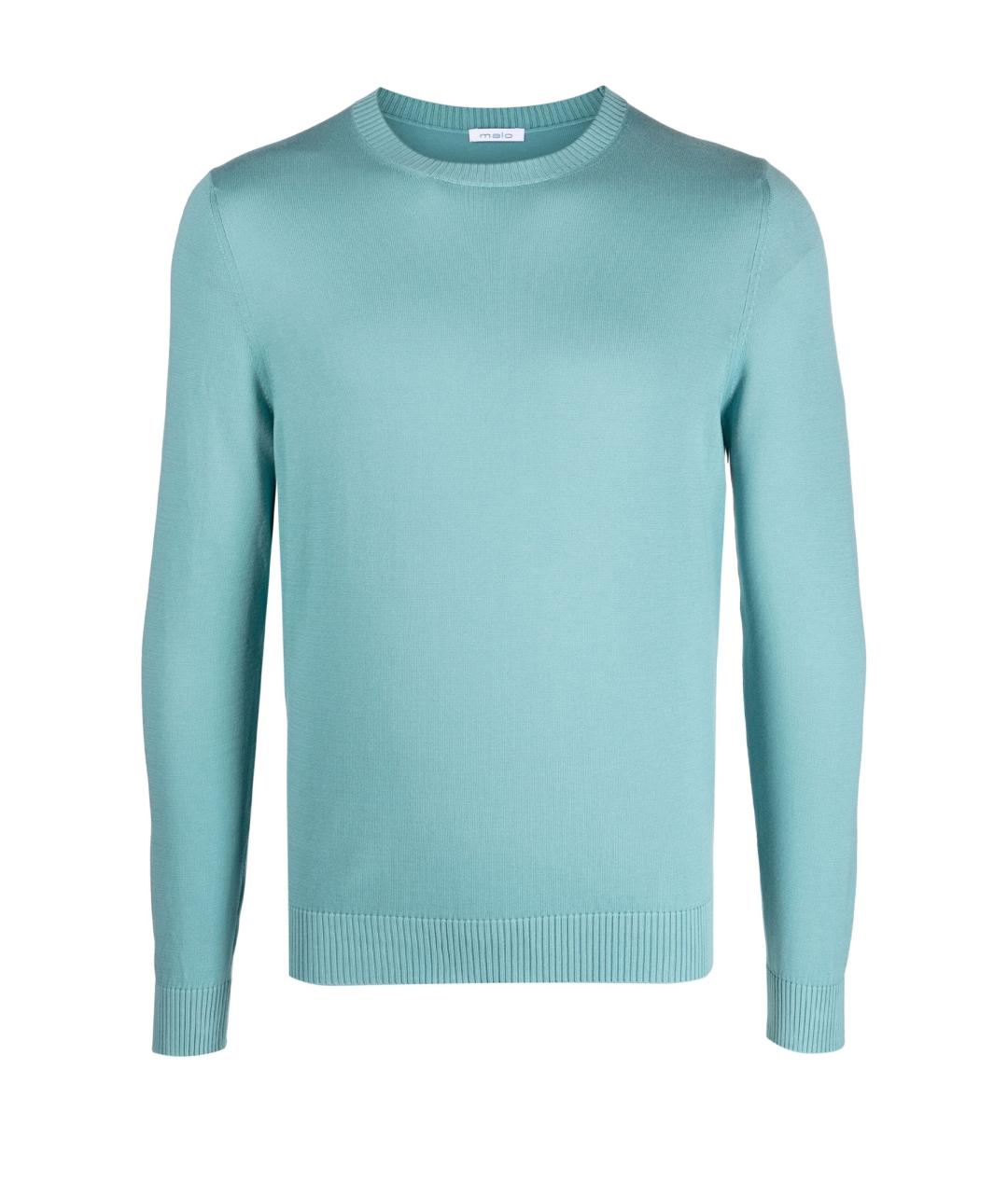MALO Голубой хлопковый джемпер / свитер, фото 1