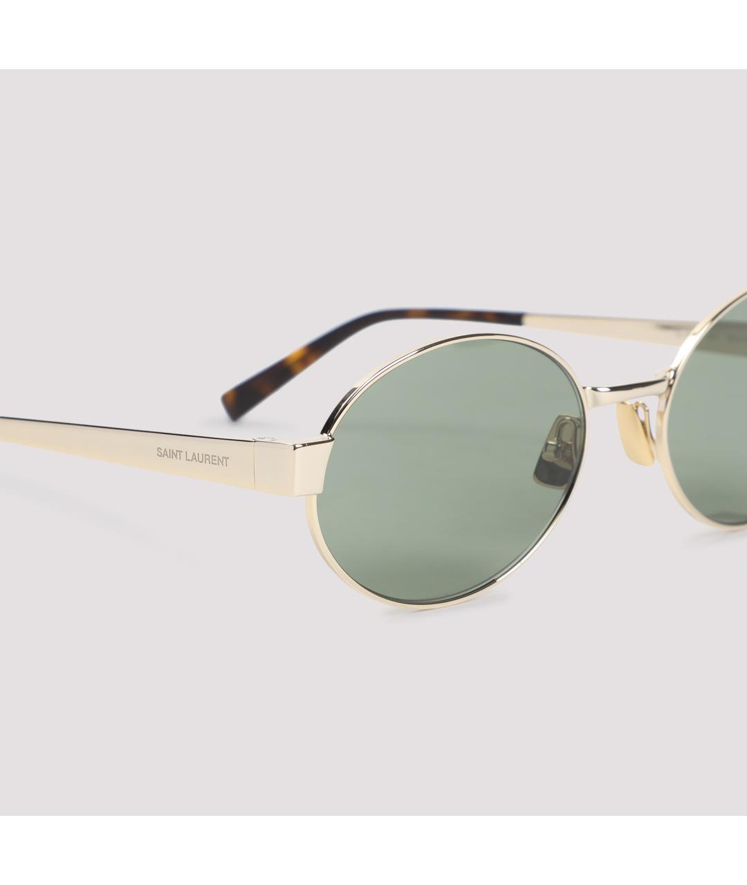 SAINT LAURENT Золотые металлические солнцезащитные очки, фото 4