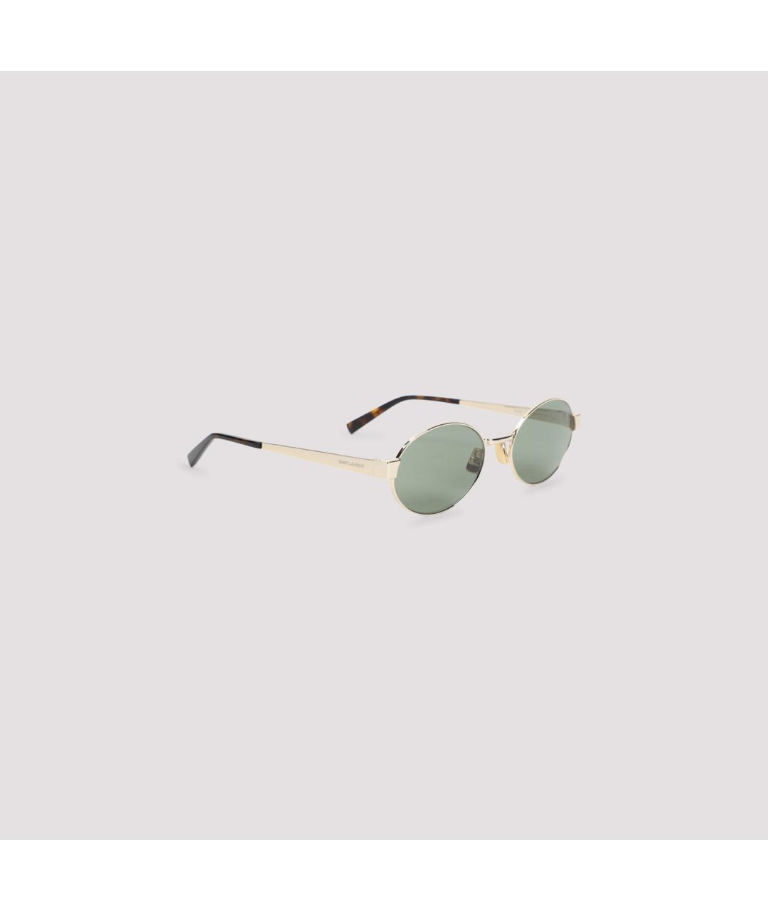 SAINT LAURENT Золотые металлические солнцезащитные очки, фото 2