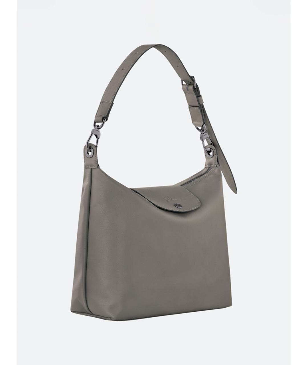 LONGCHAMP Серая кожаная сумка через плечо, фото 3