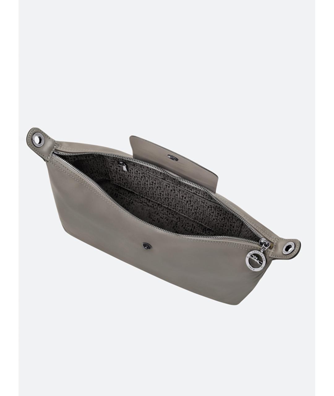 LONGCHAMP Серая кожаная сумка через плечо, фото 4