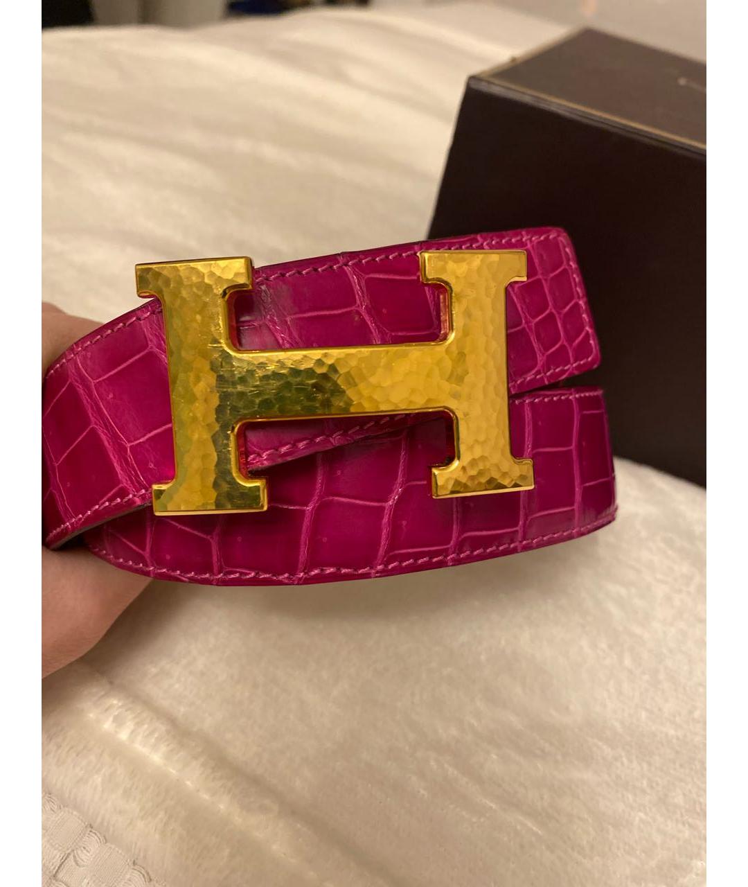 HERMES Фиолетовый ремень из экзотической кожи, фото 6