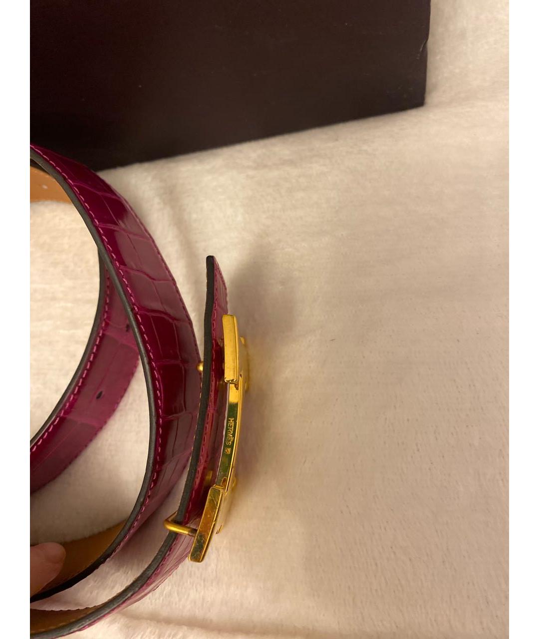 HERMES Фиолетовый ремень из экзотической кожи, фото 4