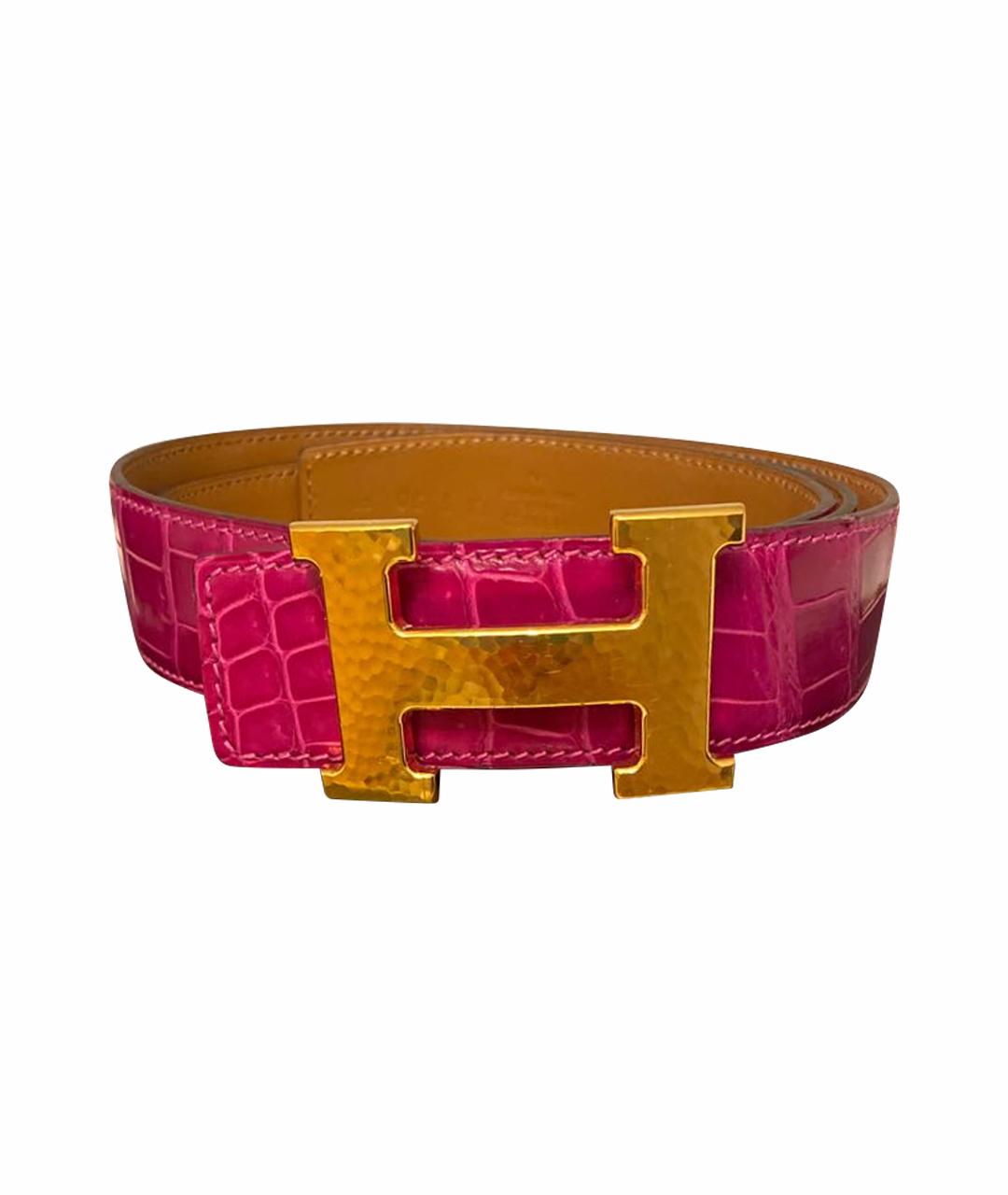 HERMES Фиолетовый ремень из экзотической кожи, фото 1