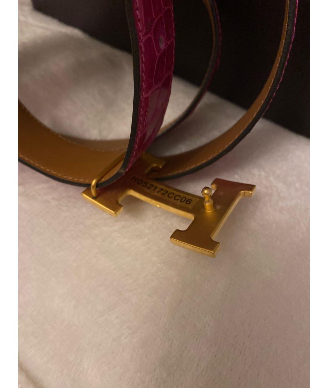 HERMES Фиолетовый ремень из экзотической кожи, фото 5