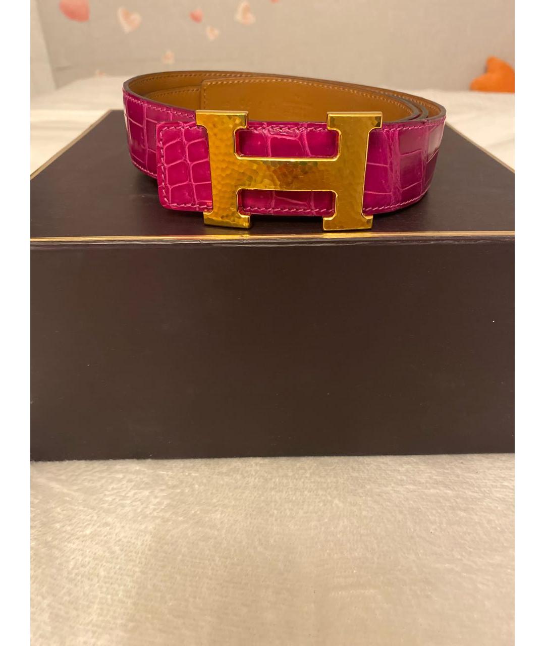 HERMES Фиолетовый ремень из экзотической кожи, фото 7