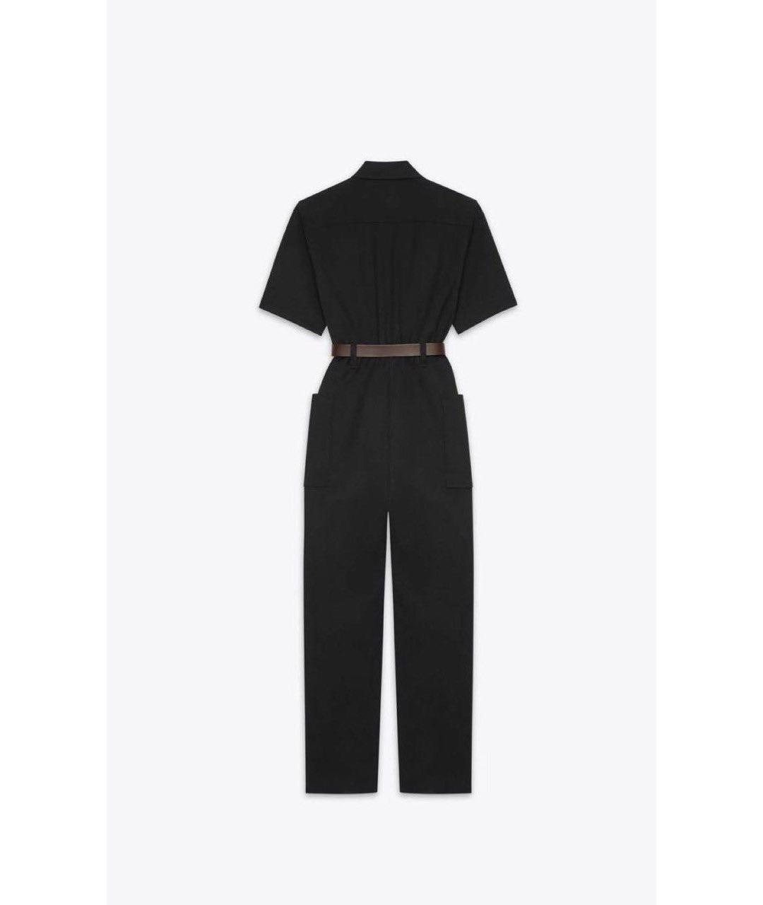 SAINT LAURENT Черный хлопковый комбинезон, фото 4