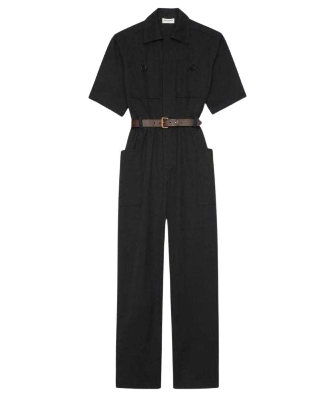 SAINT LAURENT Черный хлопковый комбинезон, фото 1