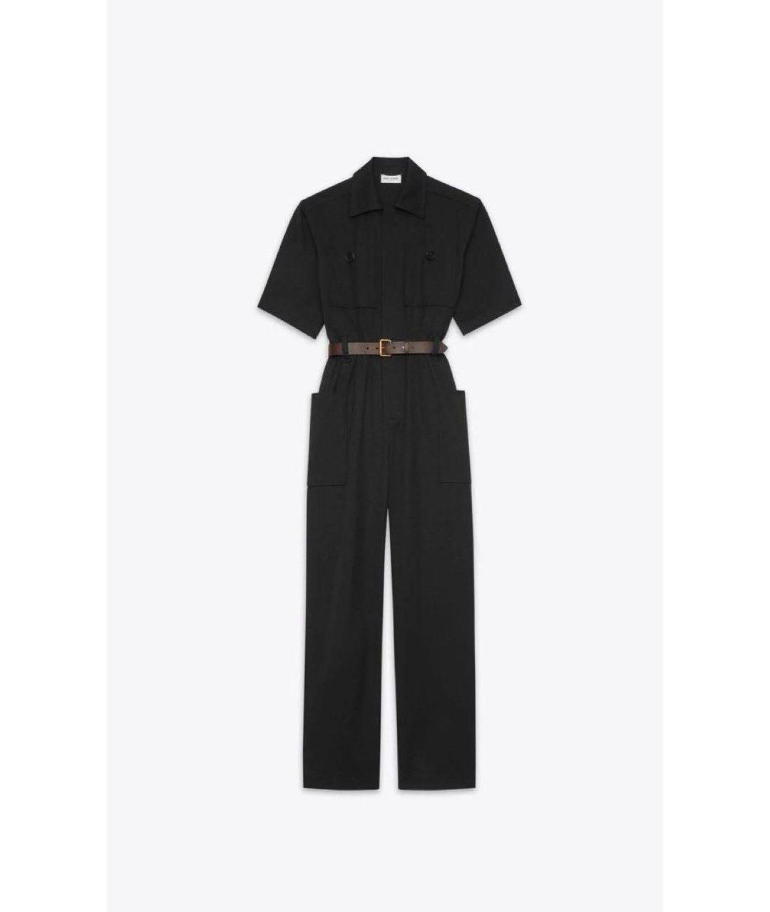 SAINT LAURENT Черный хлопковый комбинезон, фото 5