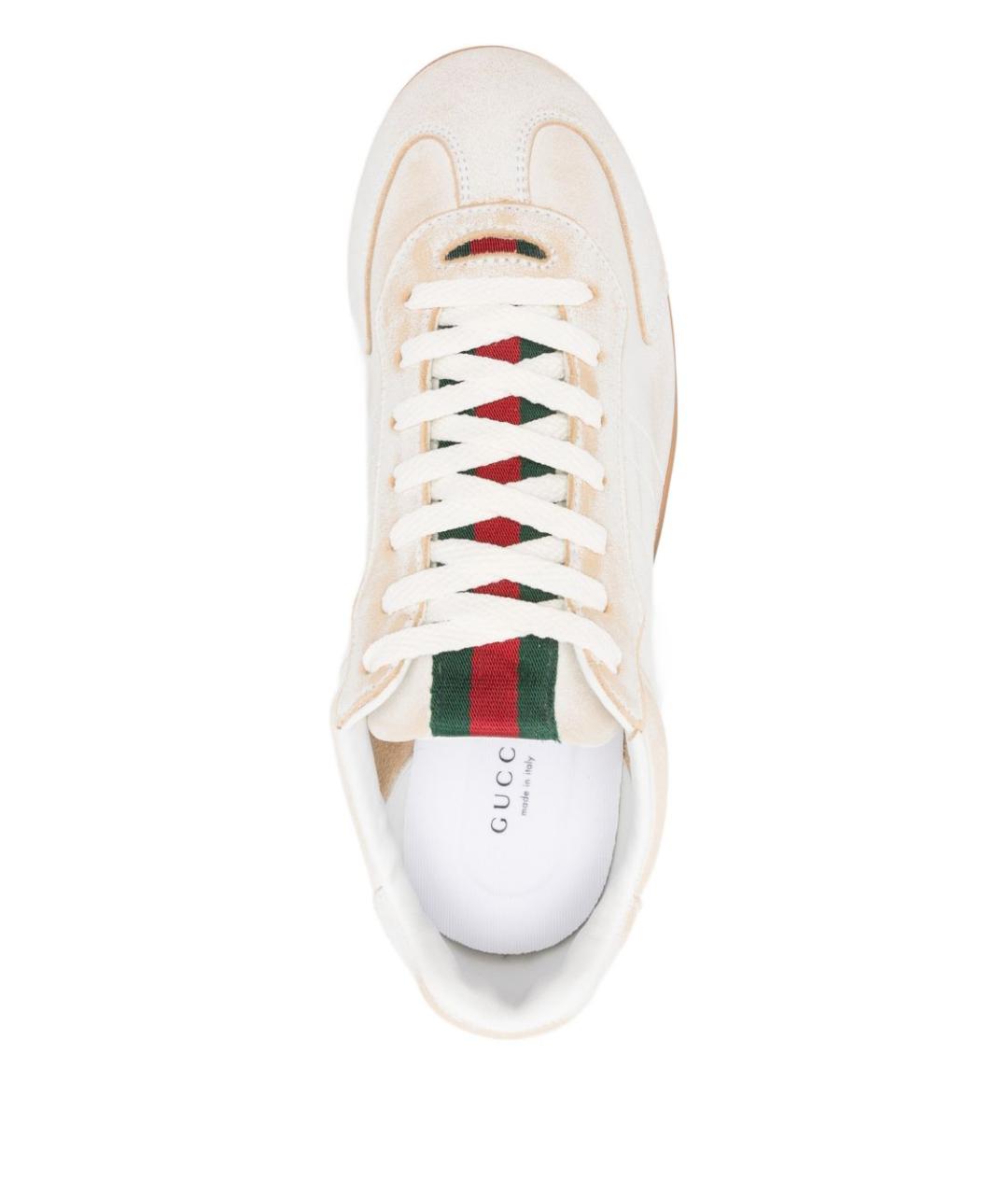 GUCCI Бежевые кожаные кроссовки, фото 4