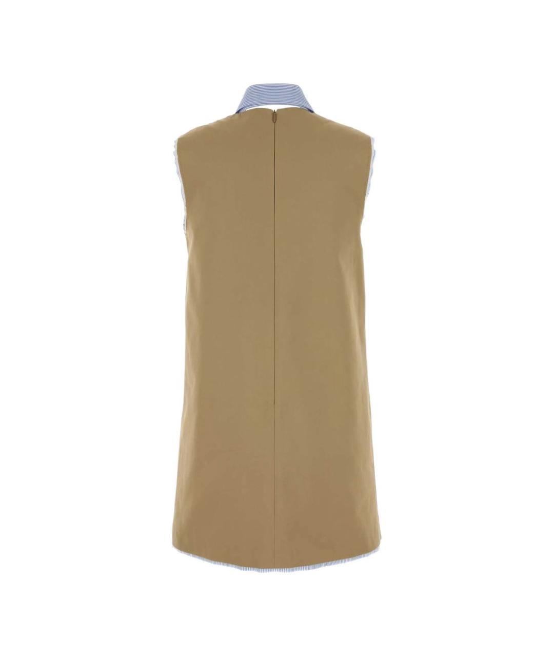 MIU MIU Бежевое хлопковое повседневное платье, фото 2