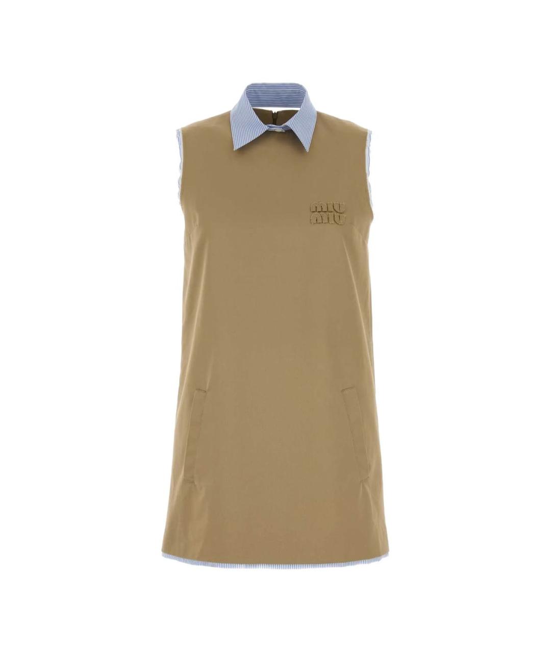 MIU MIU Бежевое хлопковое повседневное платье, фото 1