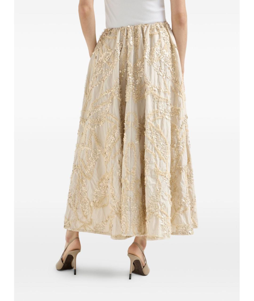 BRUNELLO CUCINELLI Бежевая хлопковая юбка миди, фото 5
