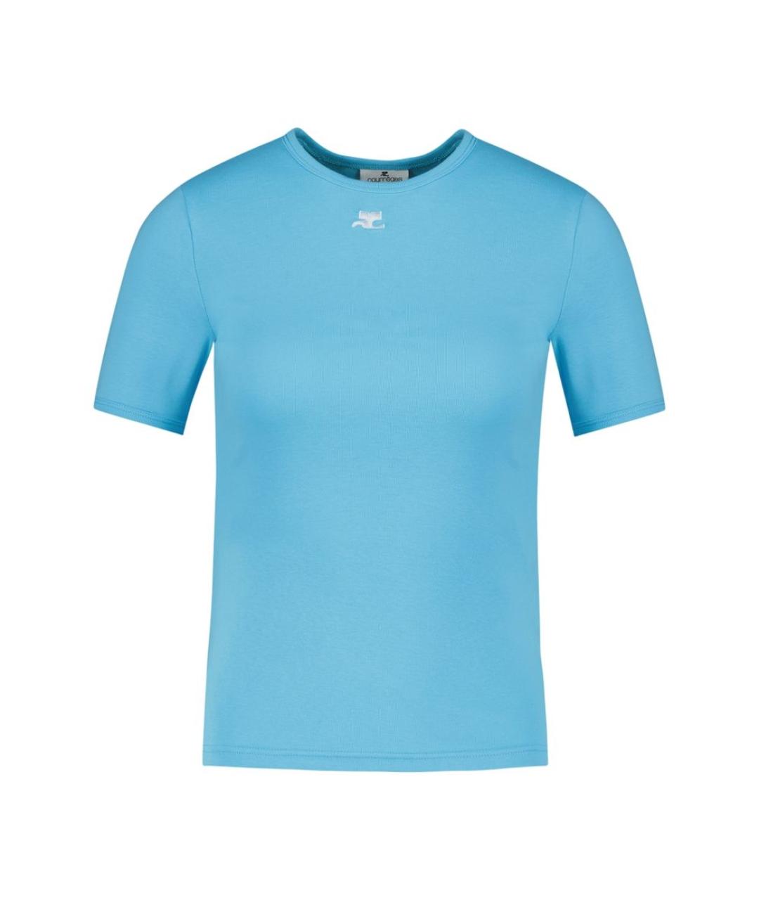 COURREGES Синяя хлопковая футболка, фото 1