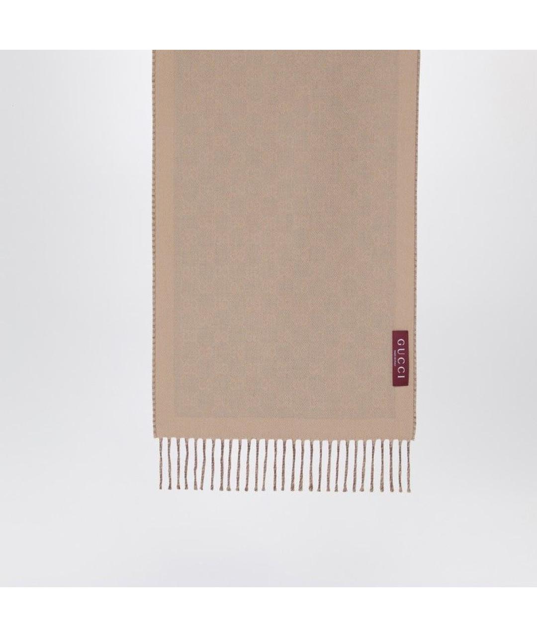 GUCCI Коричневый шерстяной шарф, фото 3