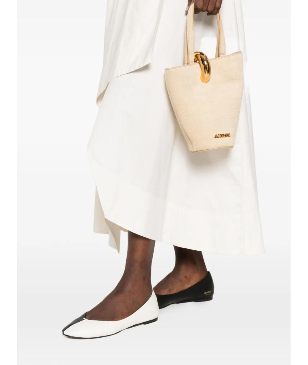 JACQUEMUS Бежевая кожаная сумка тоут, фото 2