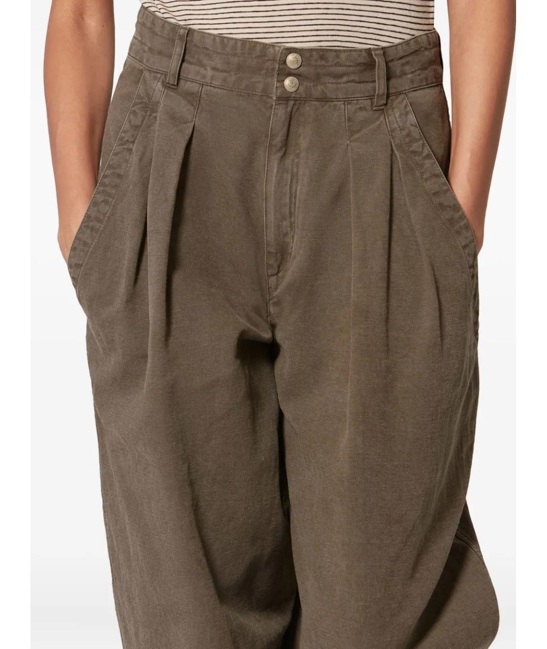ISABEL MARANT Коричневые хлопковые прямые брюки, фото 5
