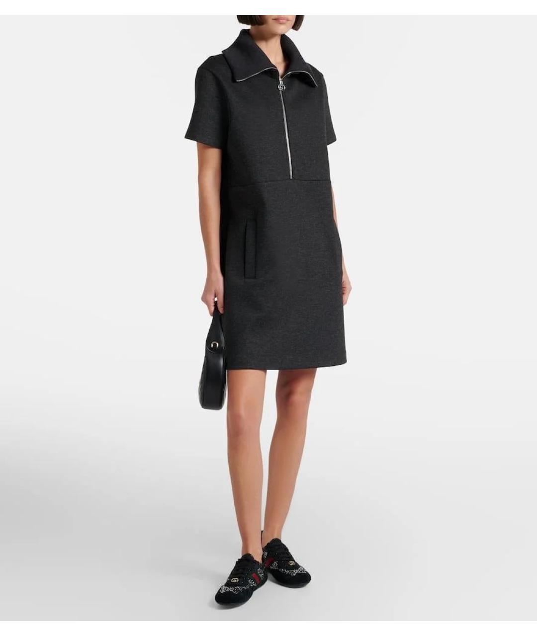 GUCCI Серое хлопковое повседневное платье, фото 3