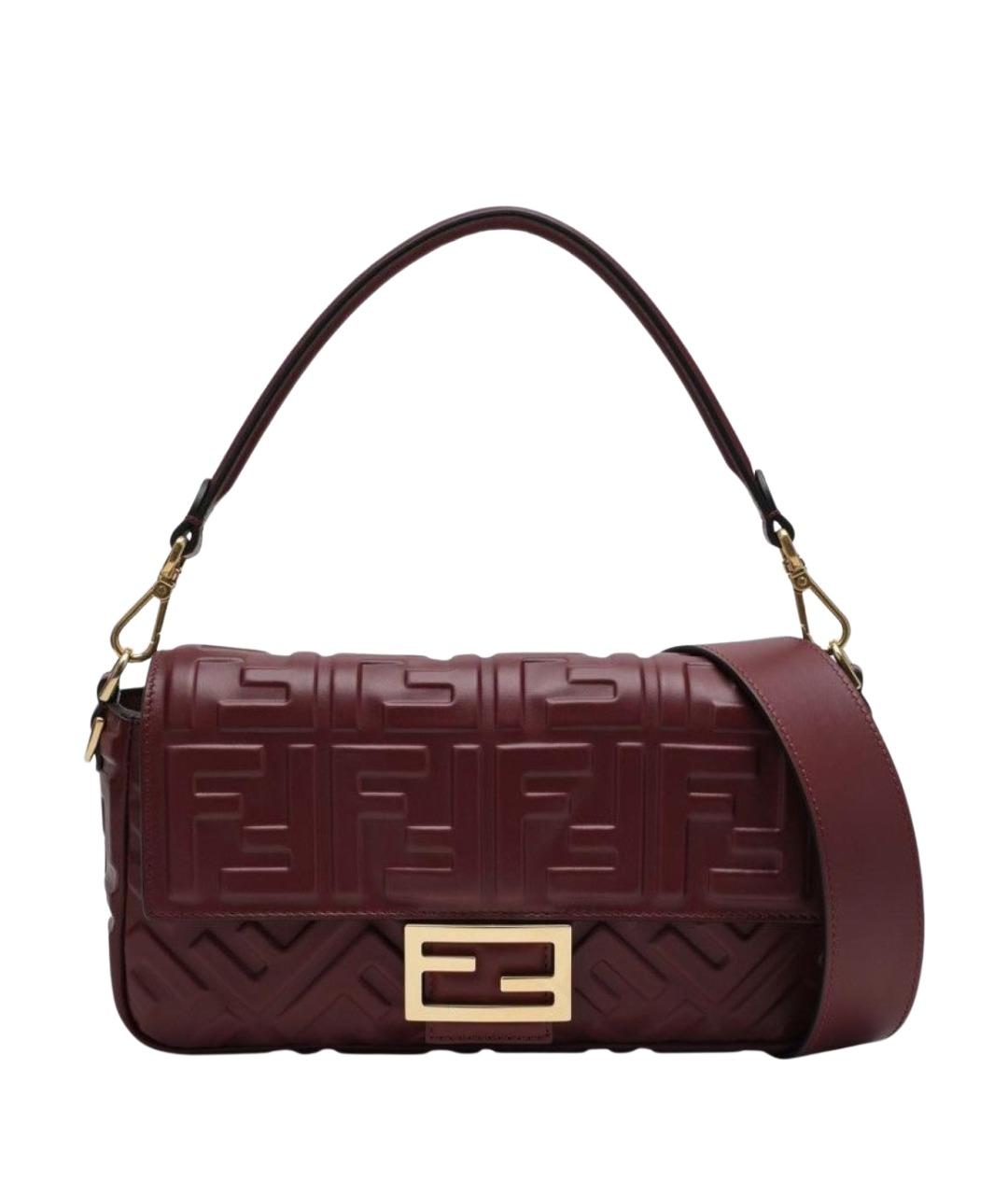 FENDI Бордовая кожаная сумка через плечо, фото 1