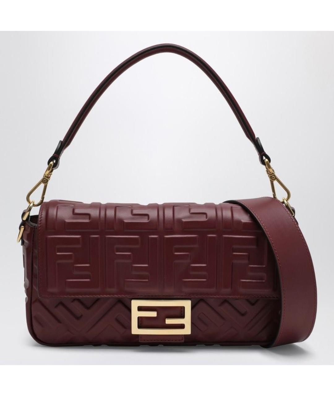 FENDI Бордовая кожаная сумка через плечо, фото 6