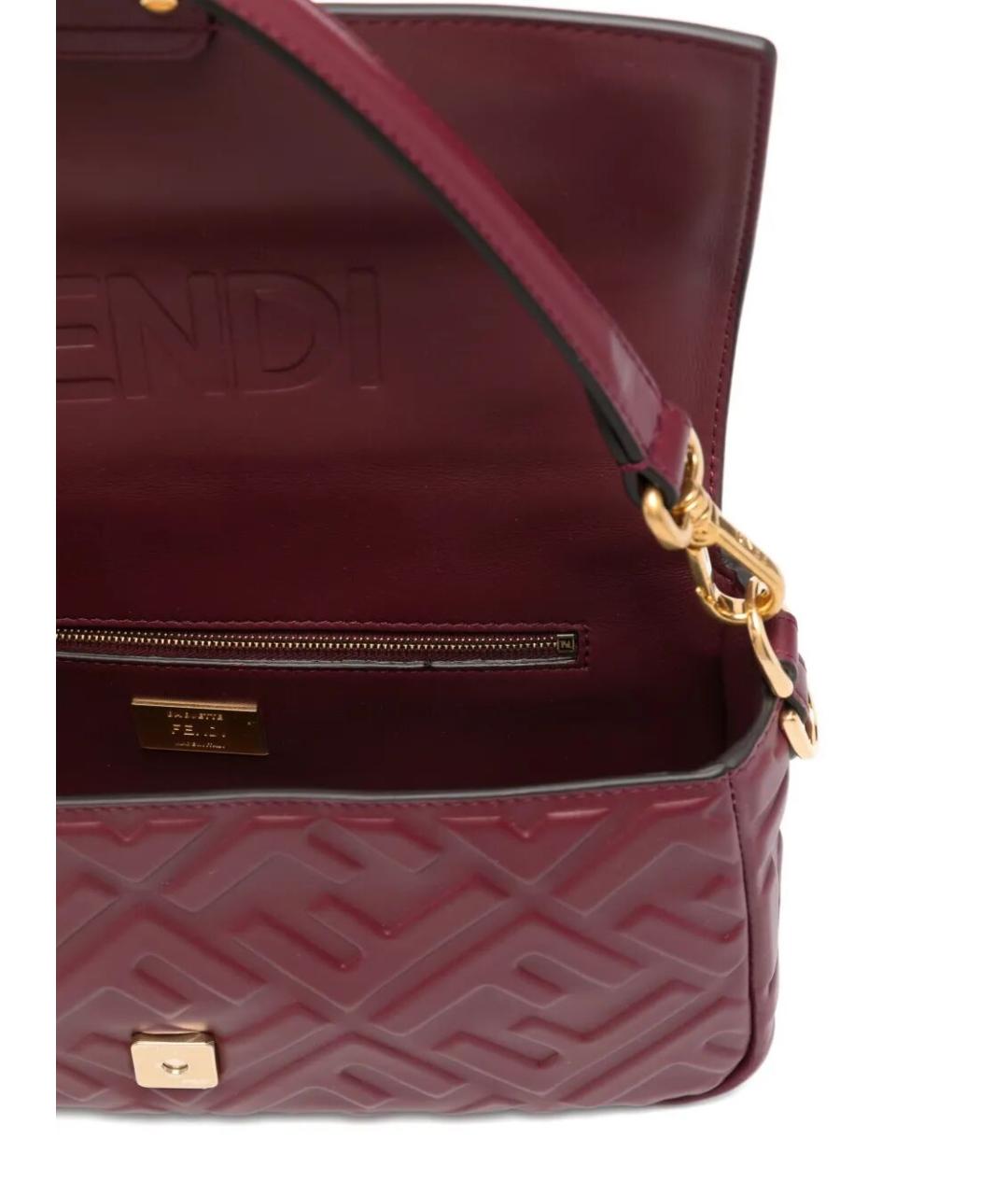 FENDI Бордовая кожаная сумка через плечо, фото 5