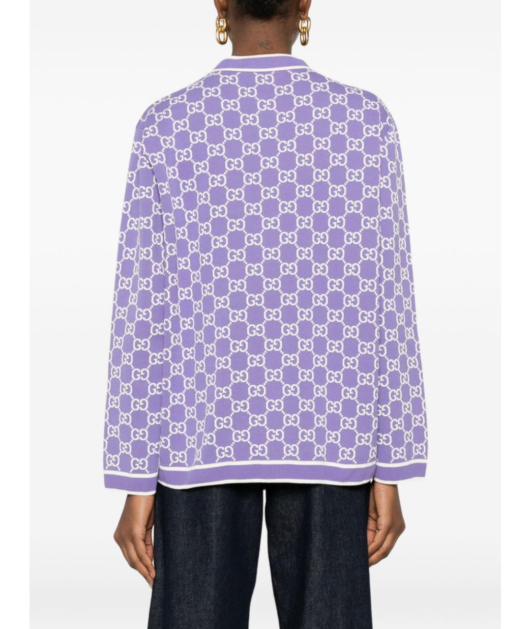 GUCCI Фиолетовый хлопковый кардиган, фото 3