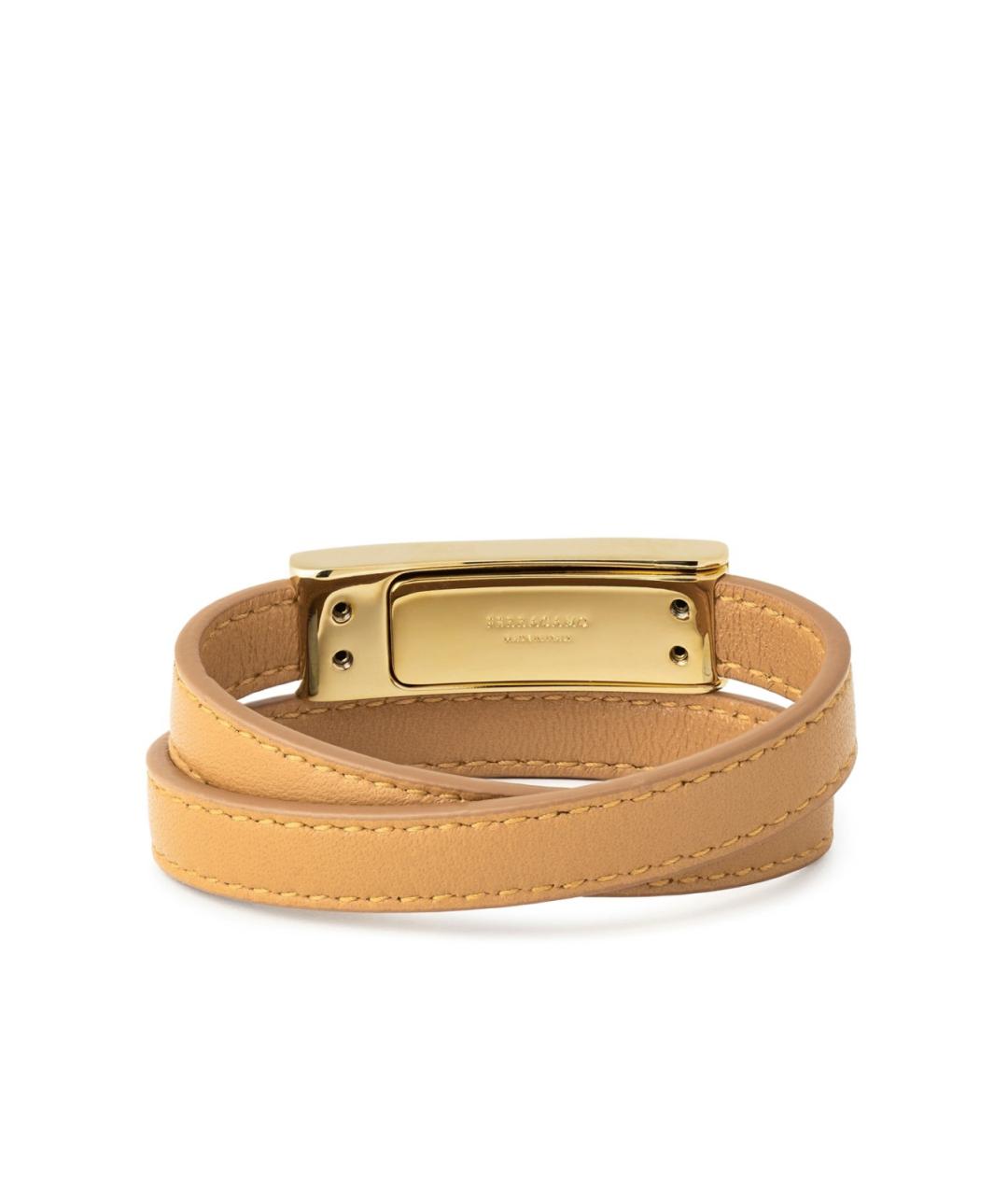 FERRAGAMO Бежевый кожаный браслет, фото 2