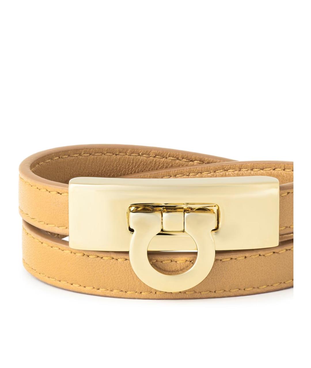 FERRAGAMO Бежевый кожаный браслет, фото 3