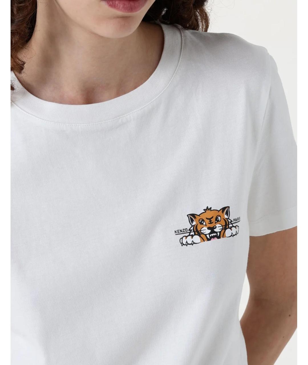 KENZO Белая хлопковая футболка, фото 5