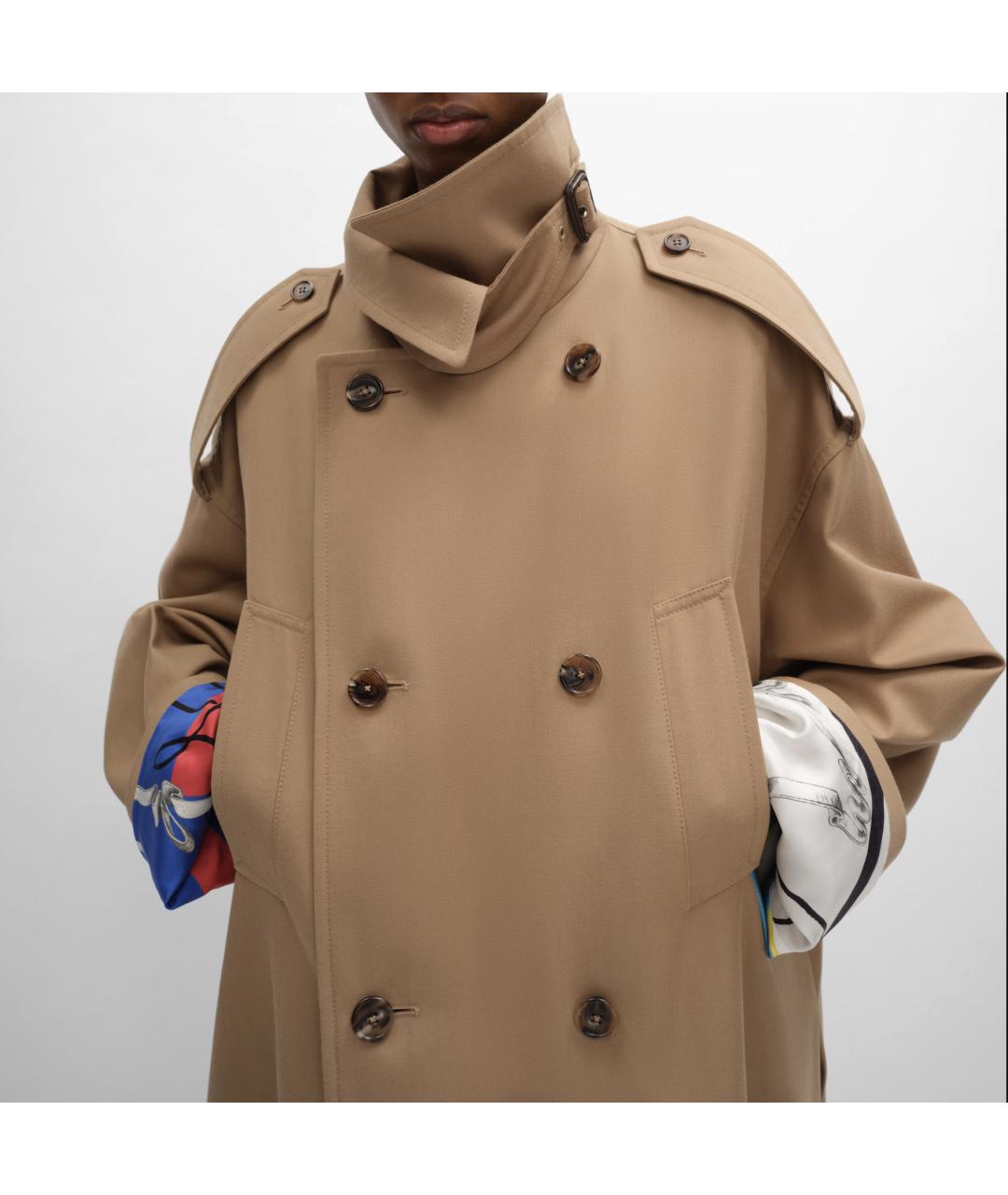CELINE Бежевый шерстяной тренч/плащ, фото 5