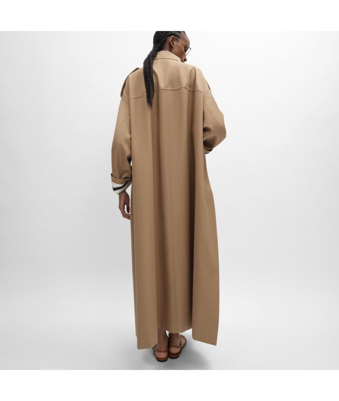 CELINE Бежевый шерстяной тренч/плащ, фото 4