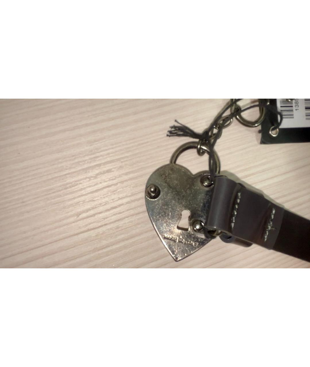 LOVE MOSCHINO Антрацитовый ремень из лакированной кожи, фото 5