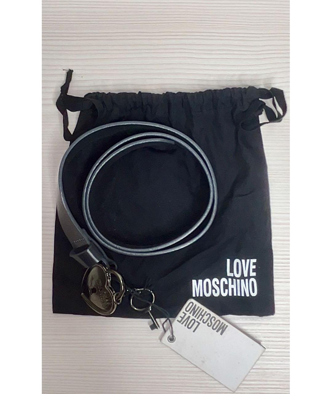 LOVE MOSCHINO Антрацитовый ремень из лакированной кожи, фото 2