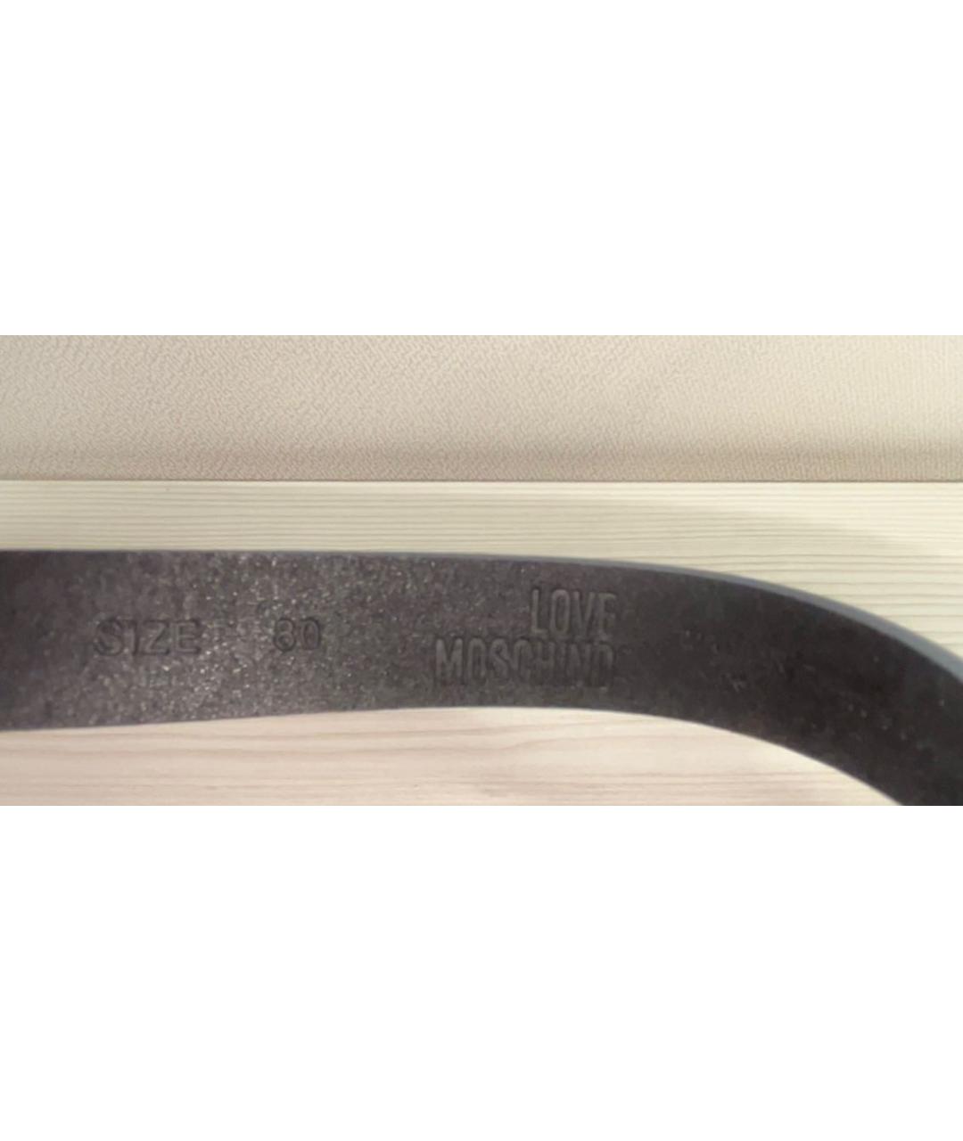 LOVE MOSCHINO Антрацитовый ремень из лакированной кожи, фото 3