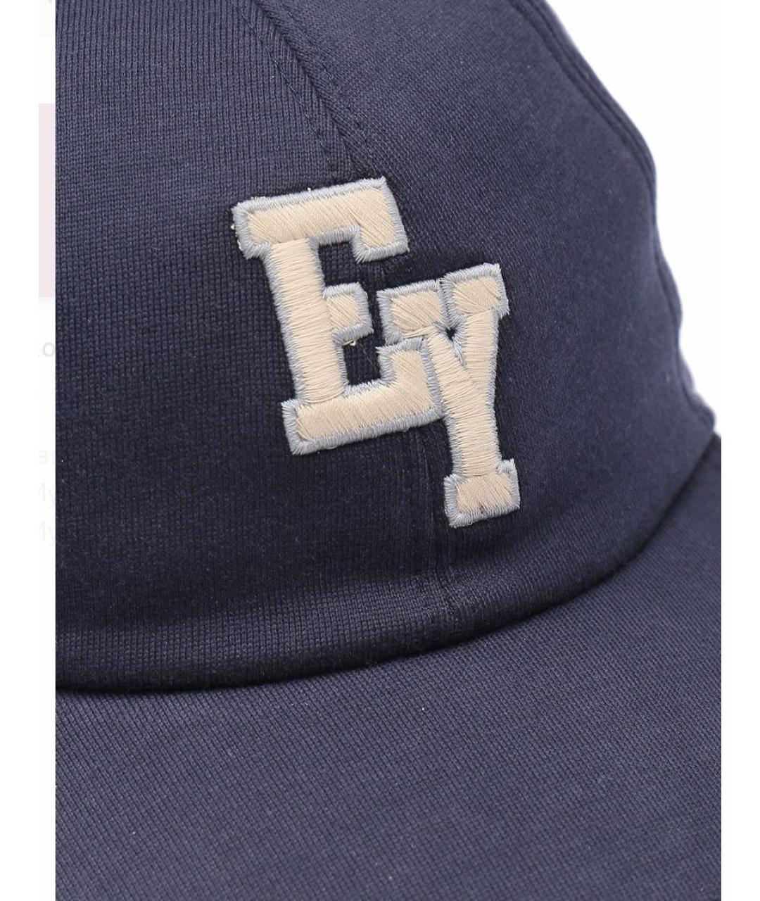 ELEVENTY Темно-синяя хлопковая кепка/бейсболка, фото 4