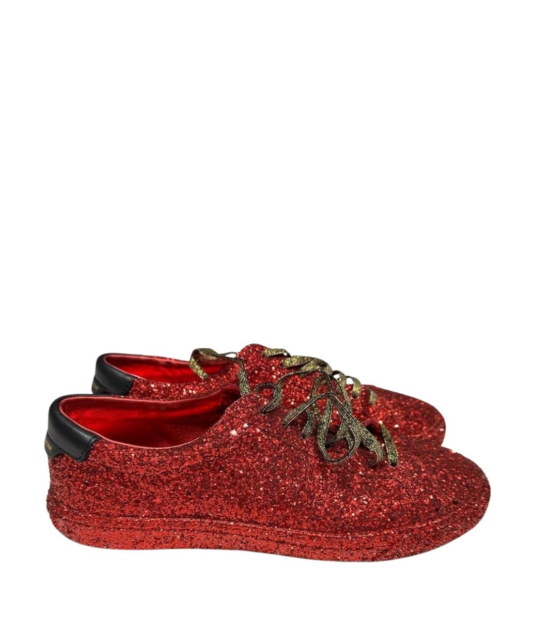 SAINT LAURENT Красные кожаные кеды, фото 1