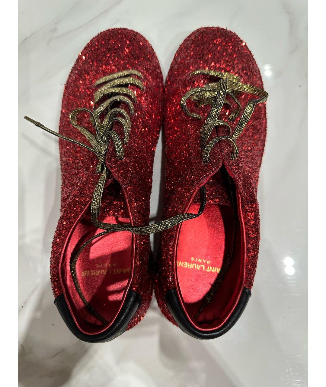 SAINT LAURENT Красные кожаные кеды, фото 3
