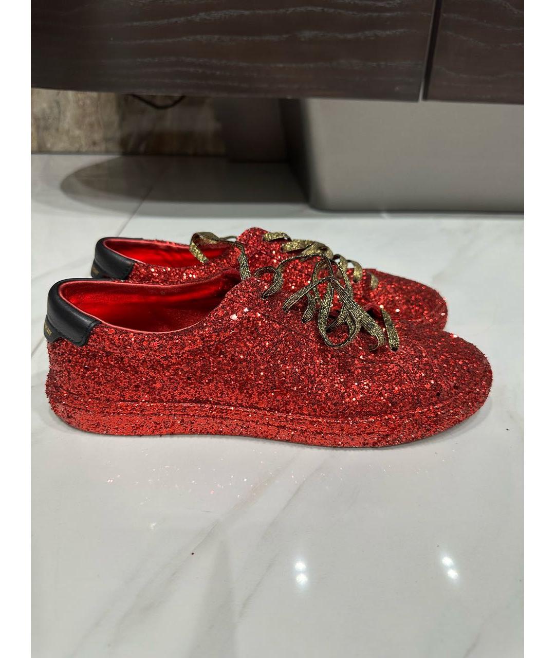 SAINT LAURENT Красные кожаные кеды, фото 5