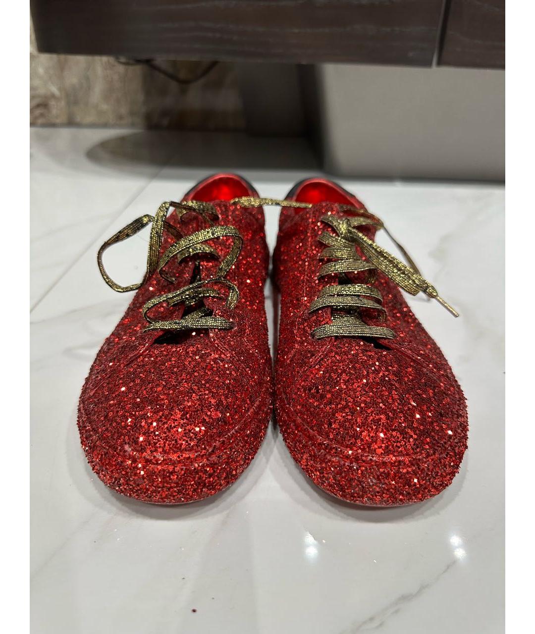 SAINT LAURENT Красные кожаные кеды, фото 2