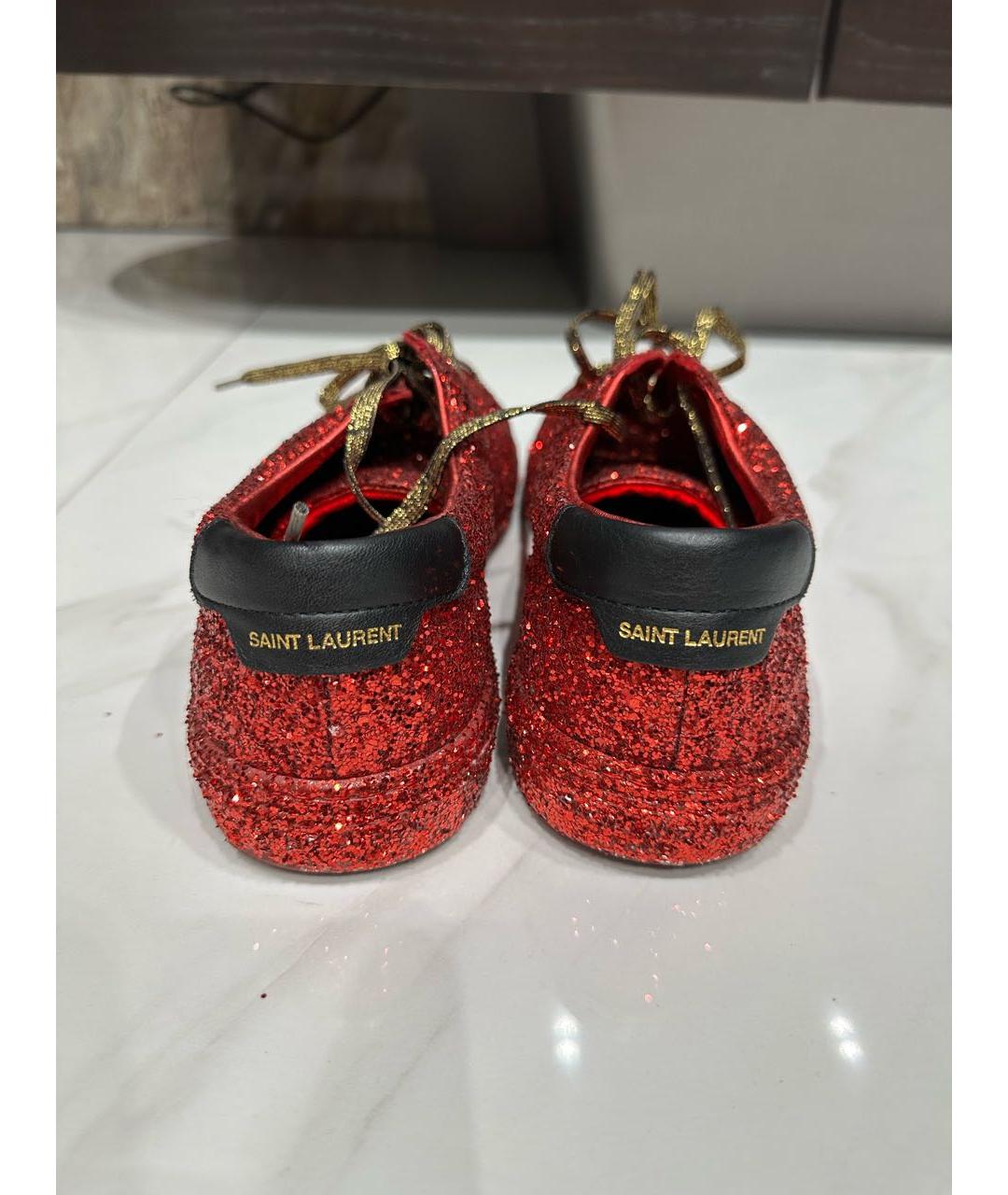 SAINT LAURENT Красные кожаные кеды, фото 4