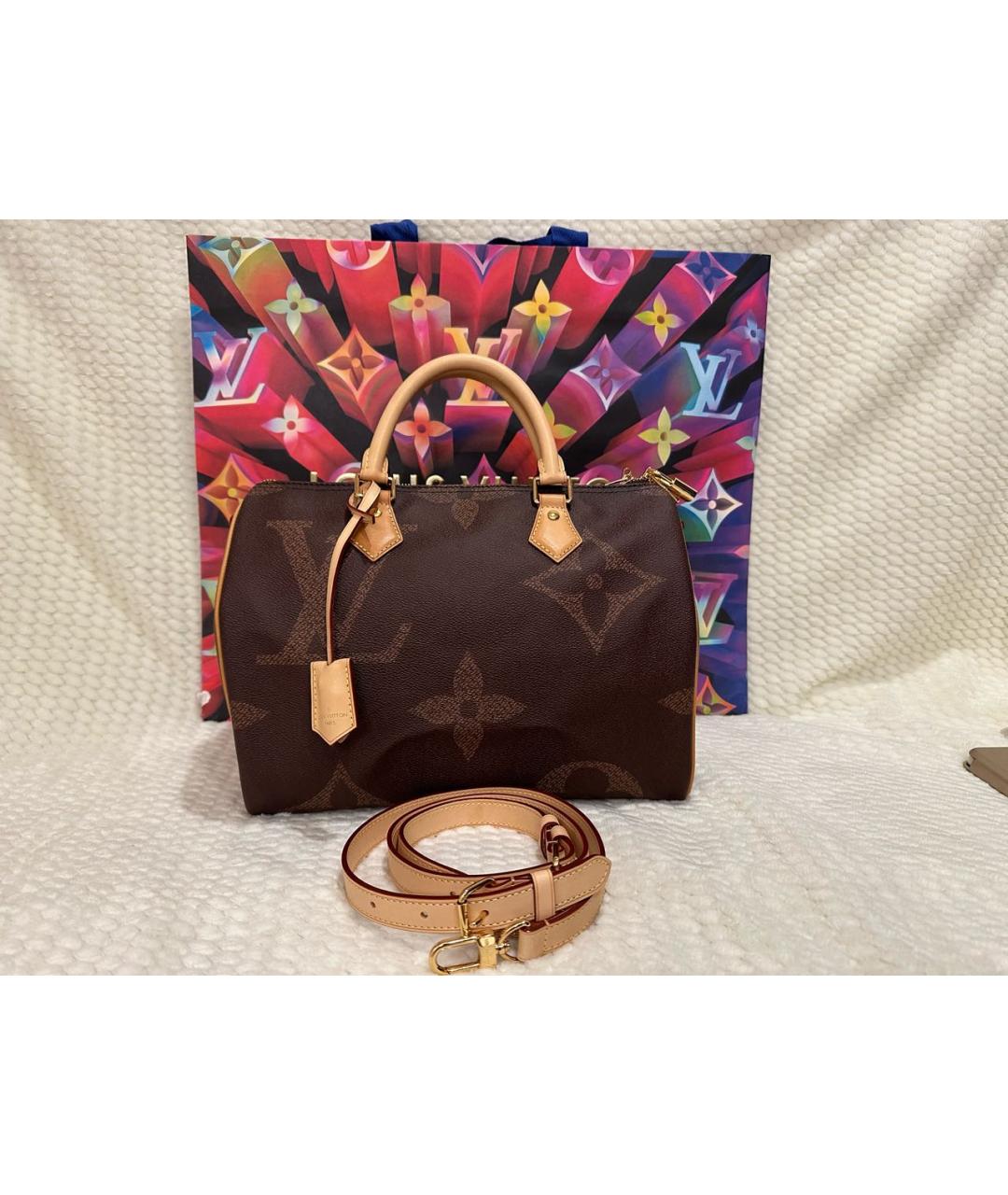 LOUIS VUITTON Коричневая сумка с короткими ручками, фото 5