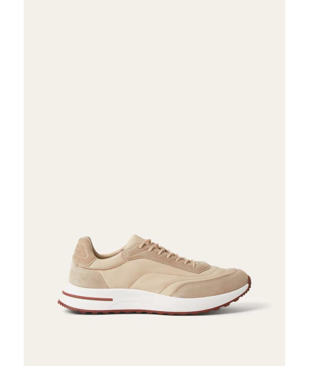 LORO PIANA Бежевые текстильные низкие кроссовки / кеды, фото 8