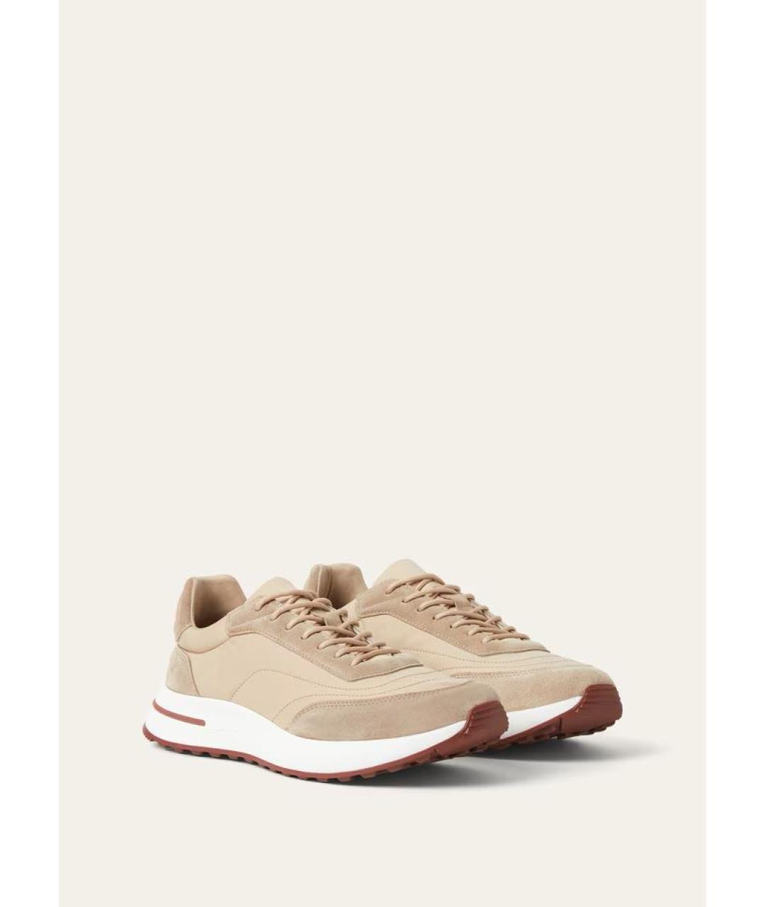 LORO PIANA Бежевые текстильные низкие кроссовки / кеды, фото 3