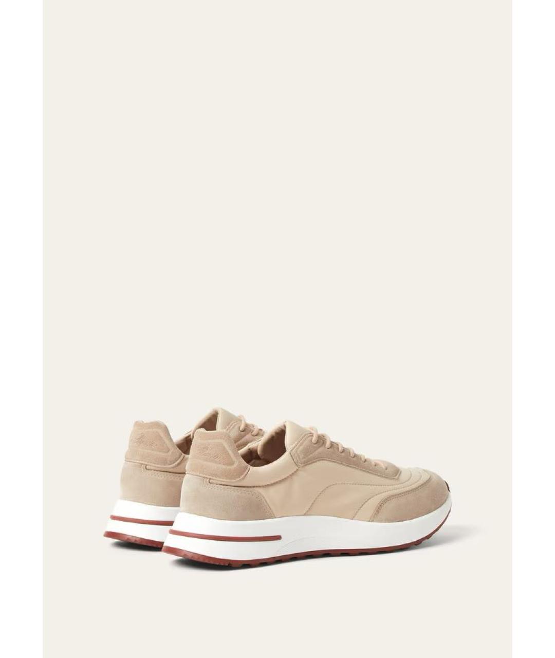 LORO PIANA Бежевые текстильные низкие кроссовки / кеды, фото 4