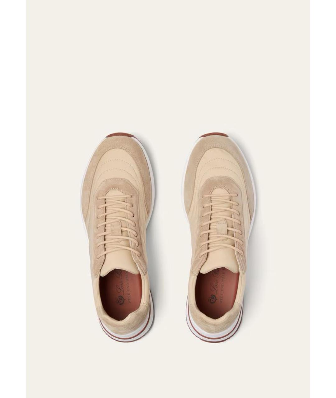 LORO PIANA Бежевые текстильные низкие кроссовки / кеды, фото 6