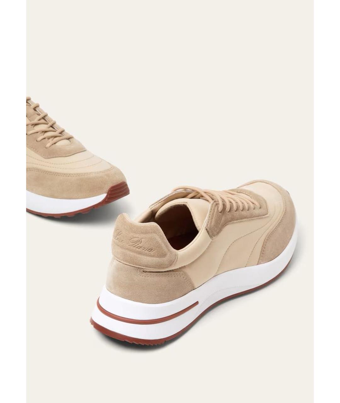 LORO PIANA Бежевые текстильные низкие кроссовки / кеды, фото 7